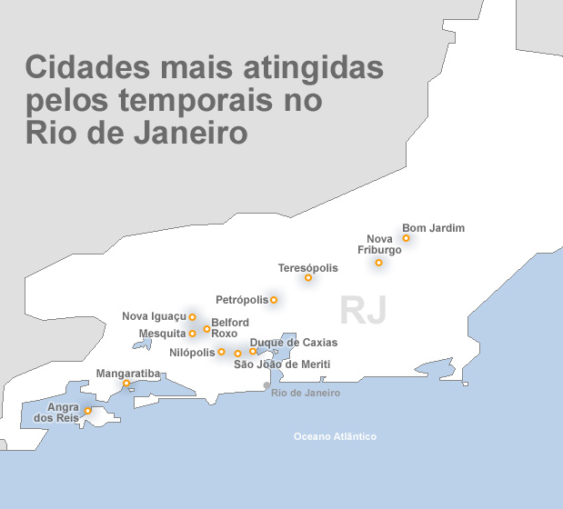  Cidades mais atingidas pelos temporais no Rio de Janeiro