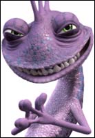 Personagem de desenho animado monstro alienígena roxo com dentes