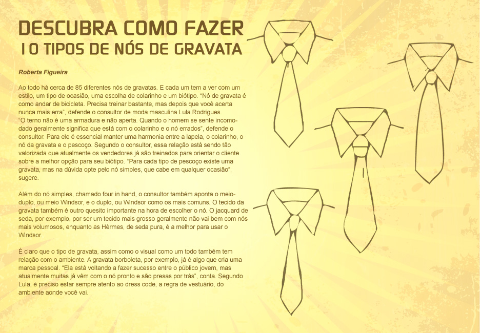 10 tipos de nós de gravata
